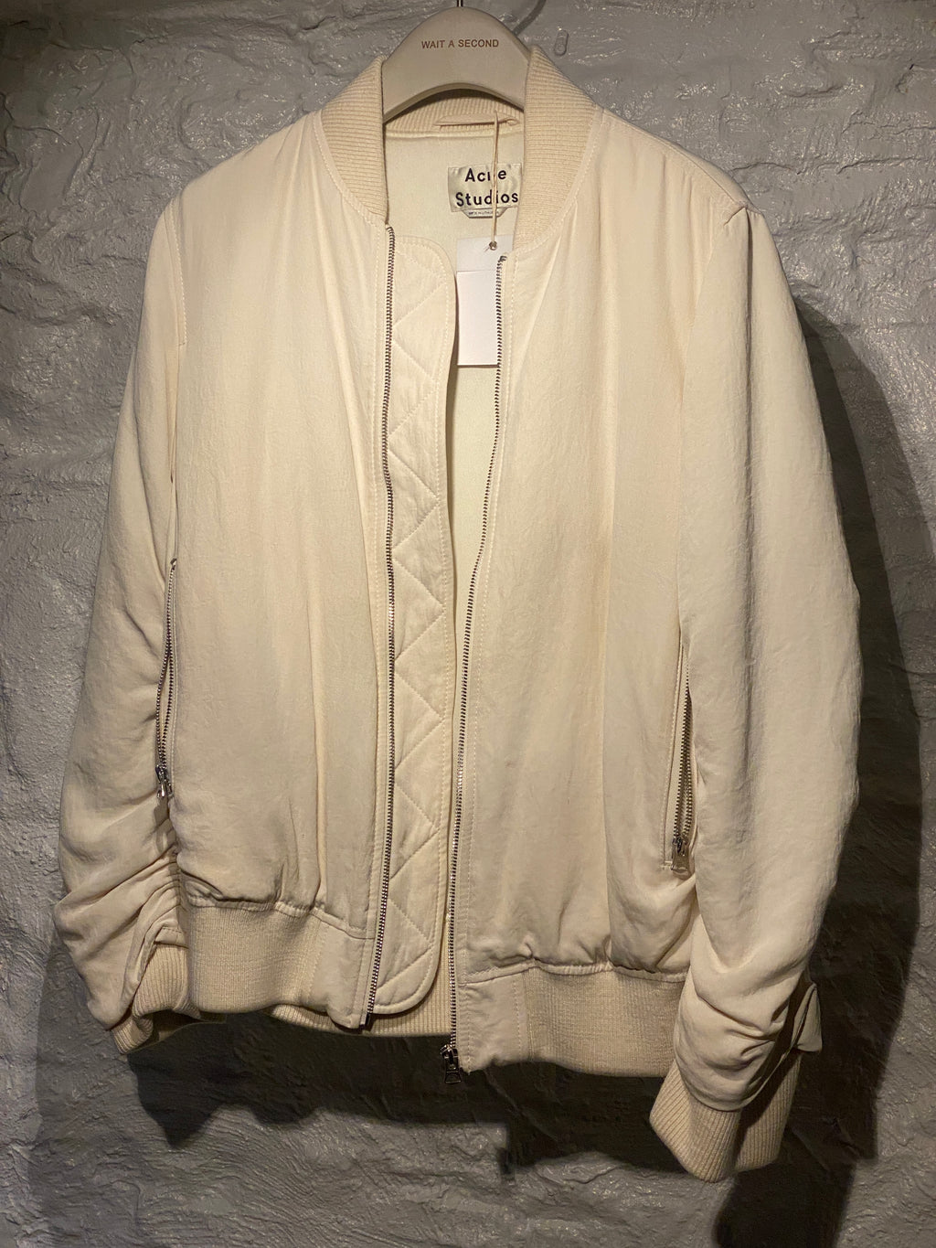 Acne Studios White Bomber Zipper Jacket
