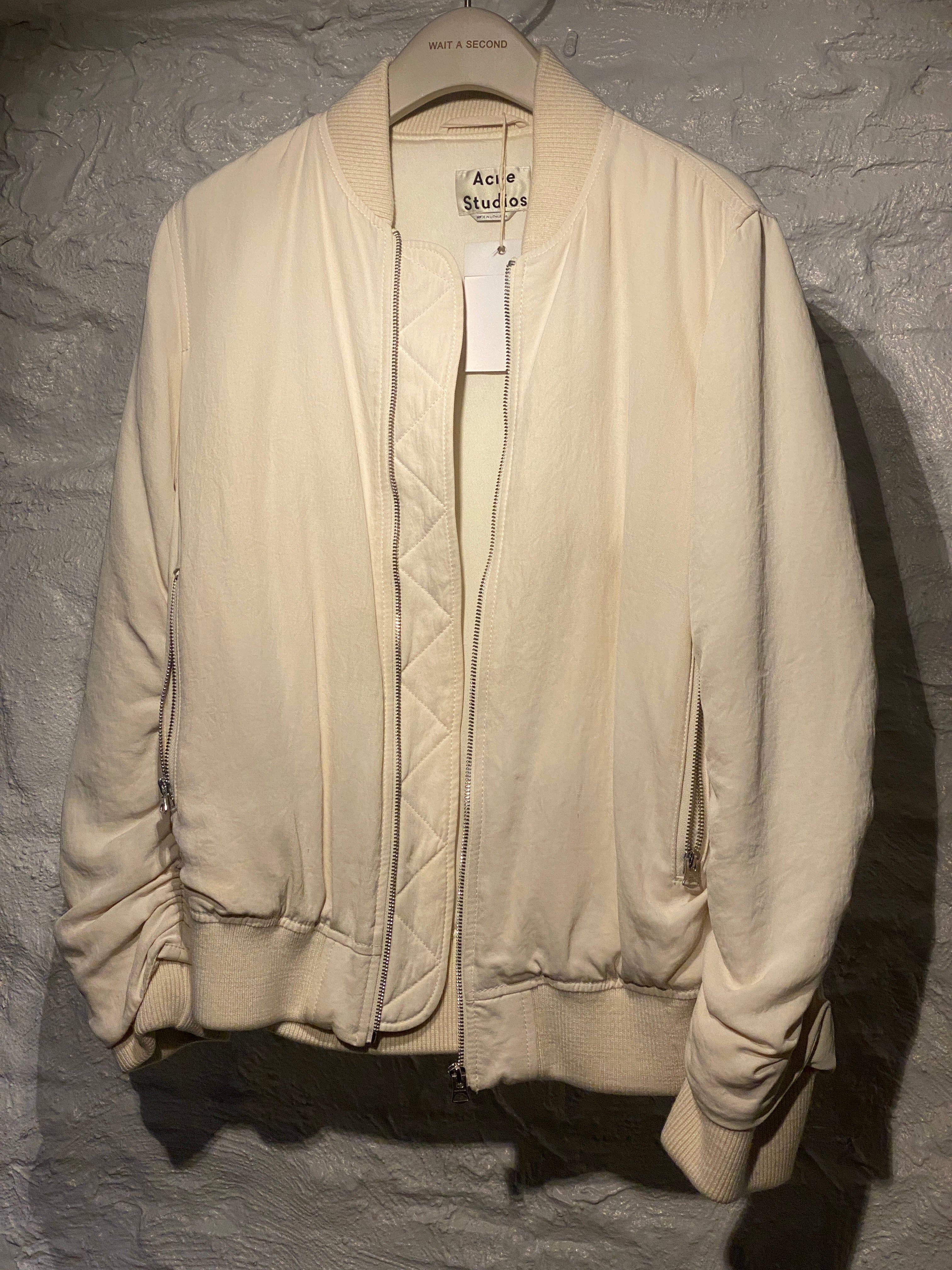 Acne Studios White Bomber Zipper Jacket