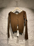 Jacquemus Chocolate Brown Rib Knit Stretch Open Front Cardigan