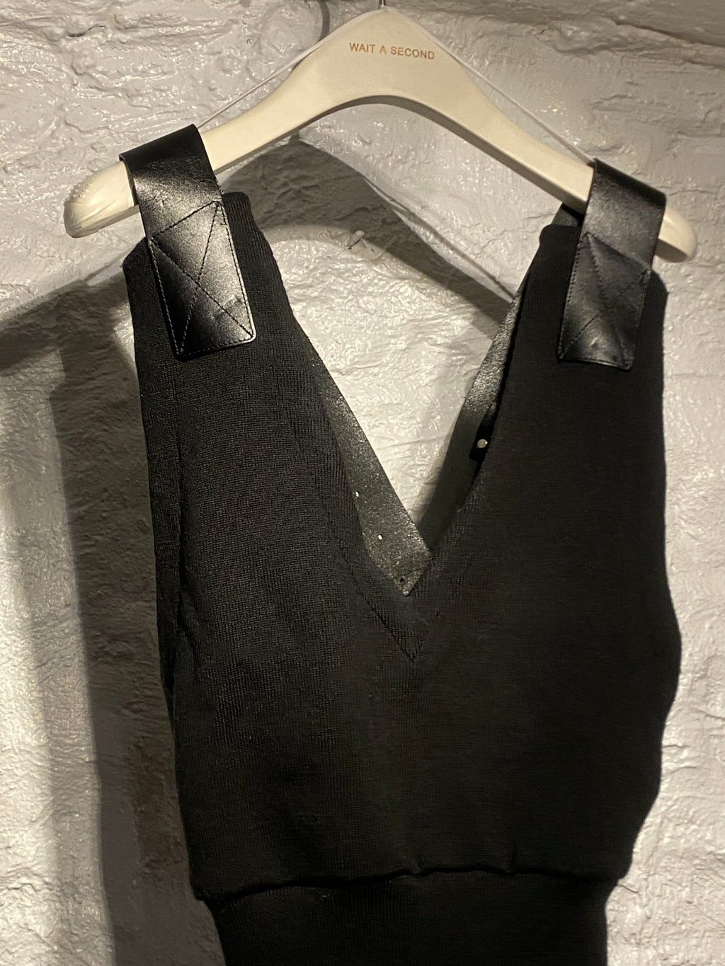 Noir Kei Ninomiya Black Leather Strap Cross Back Vest Top