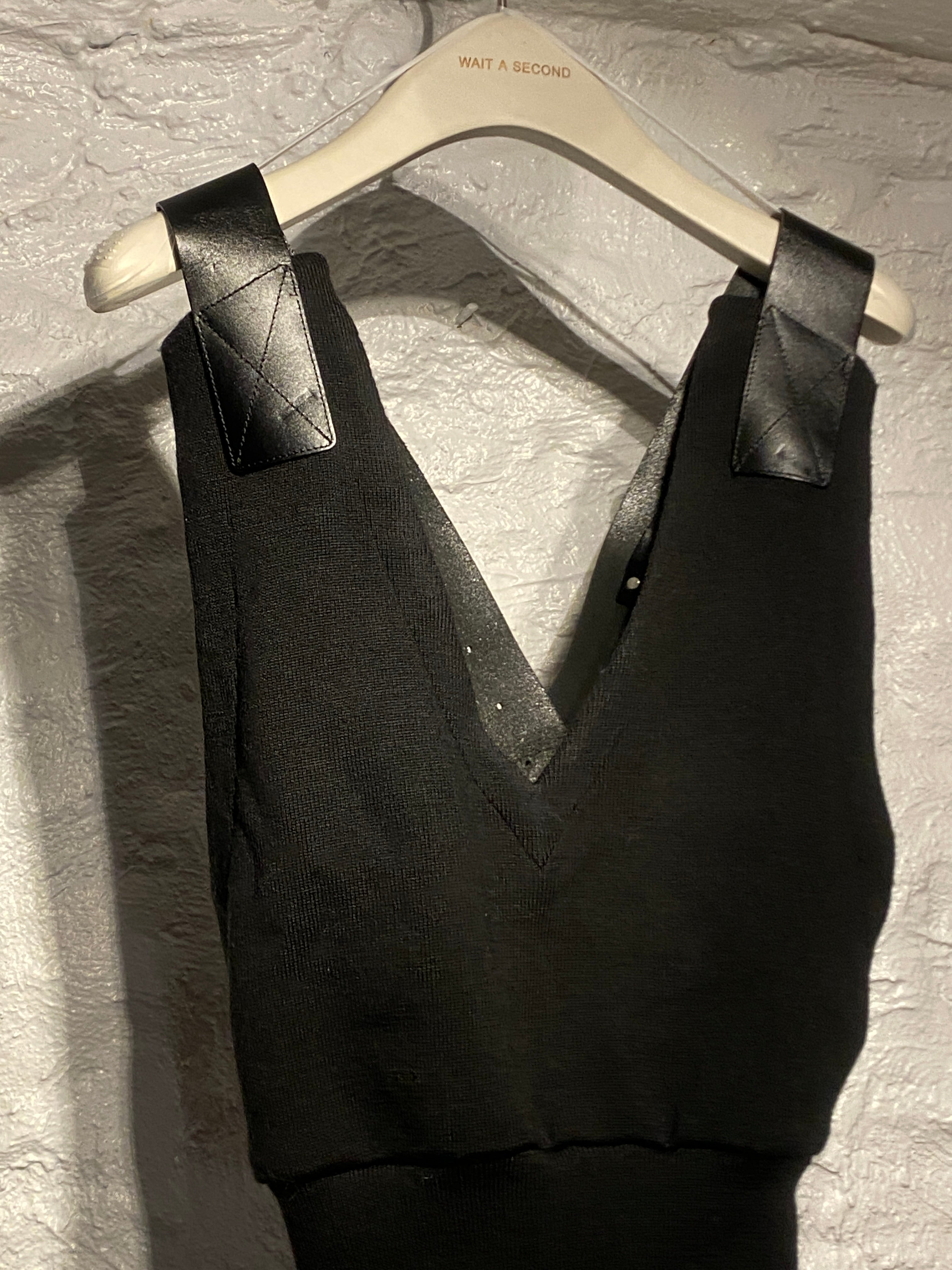 Noir Kei Ninomiya Black Leather Strap Cross Back Vest Top