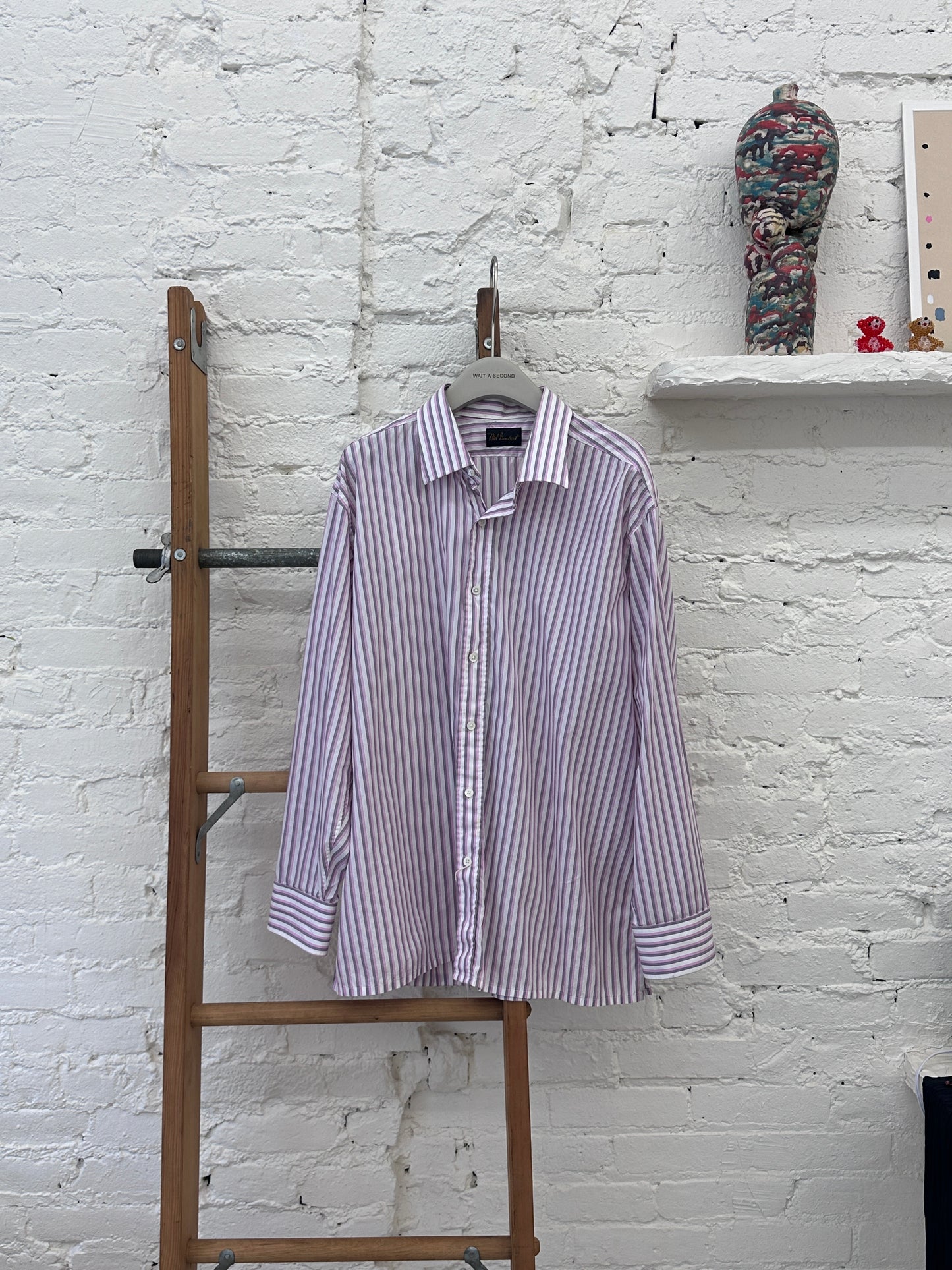 WAS-25674 Vintage pink&white striped shirt