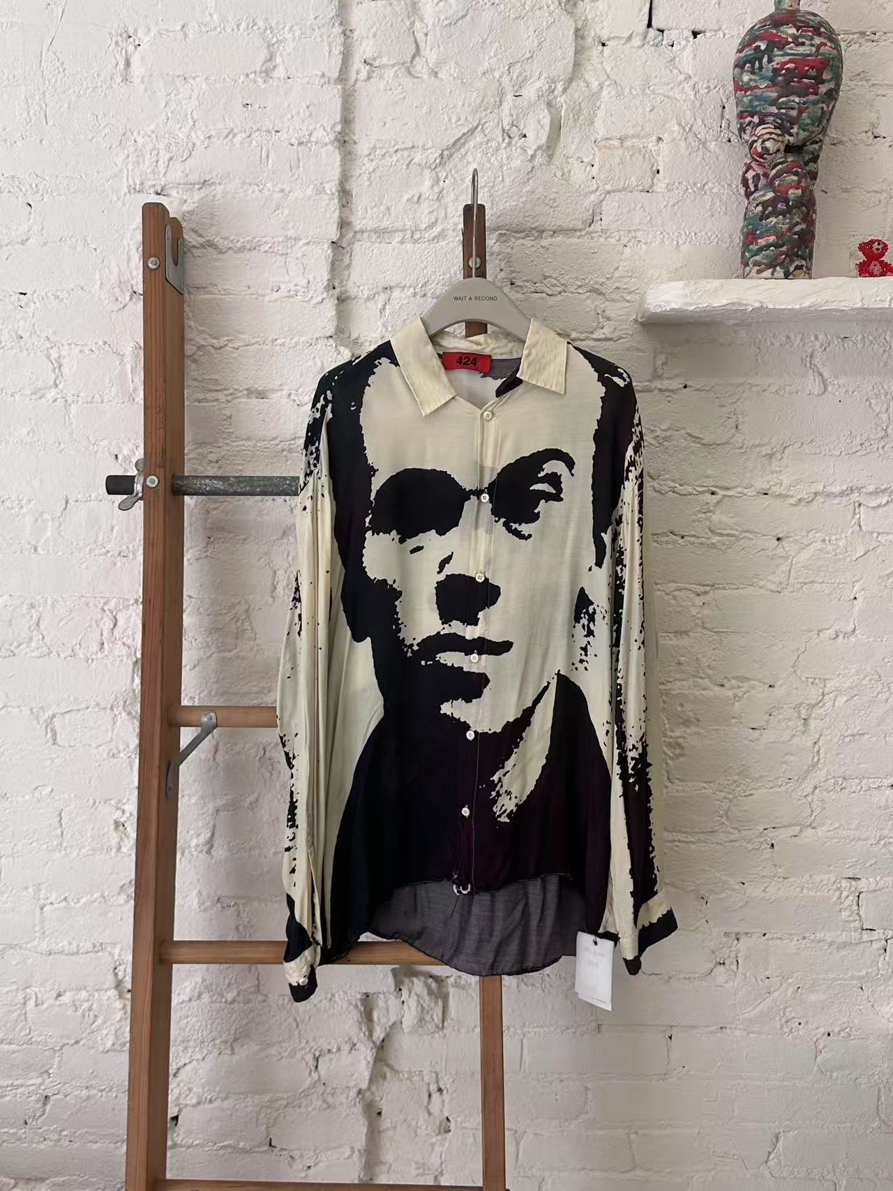 WAS-25660 424 Printed face shirt