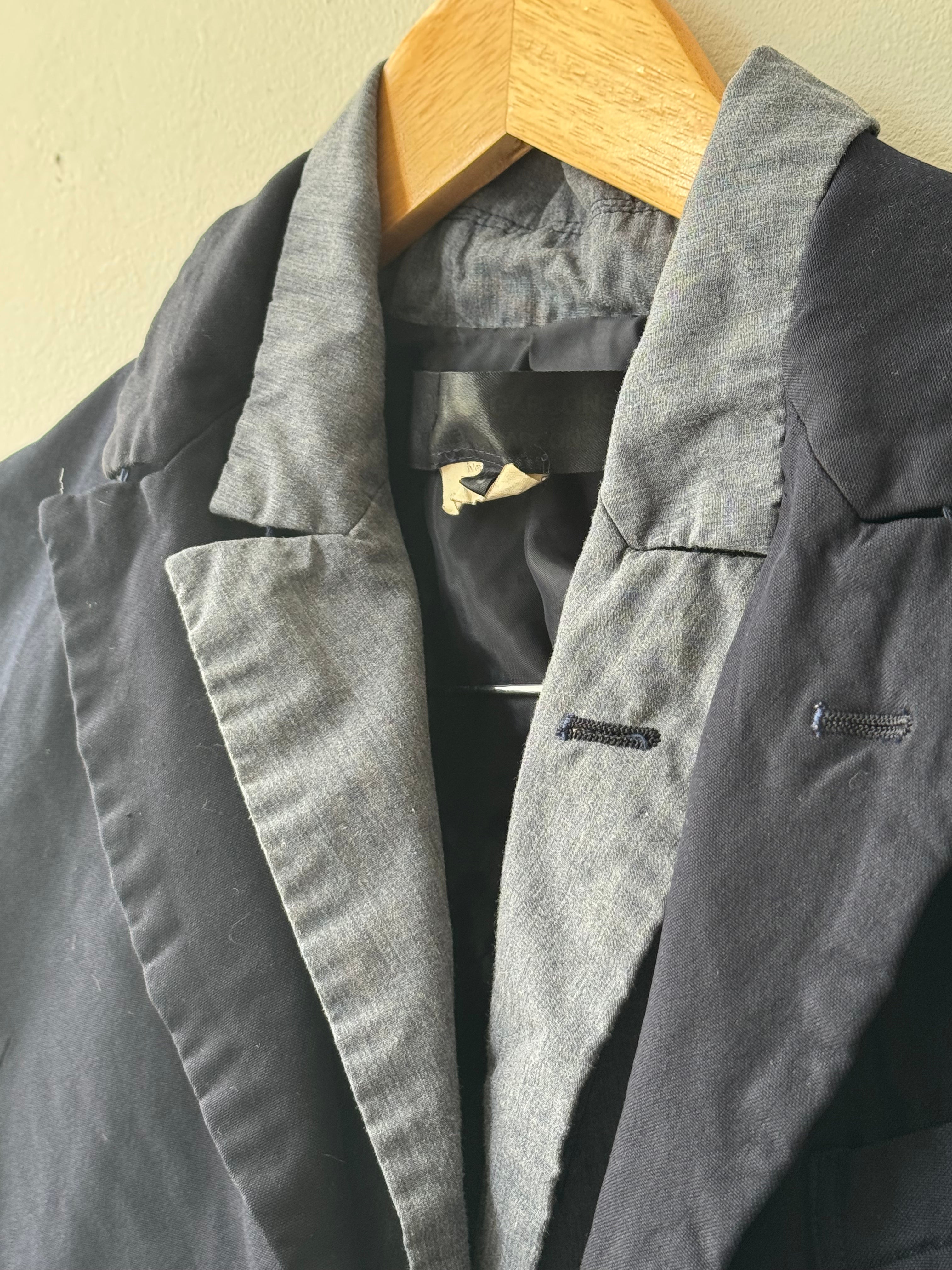 COMME des GARCONS Navy Blue Poly Shrink Layered Blazer