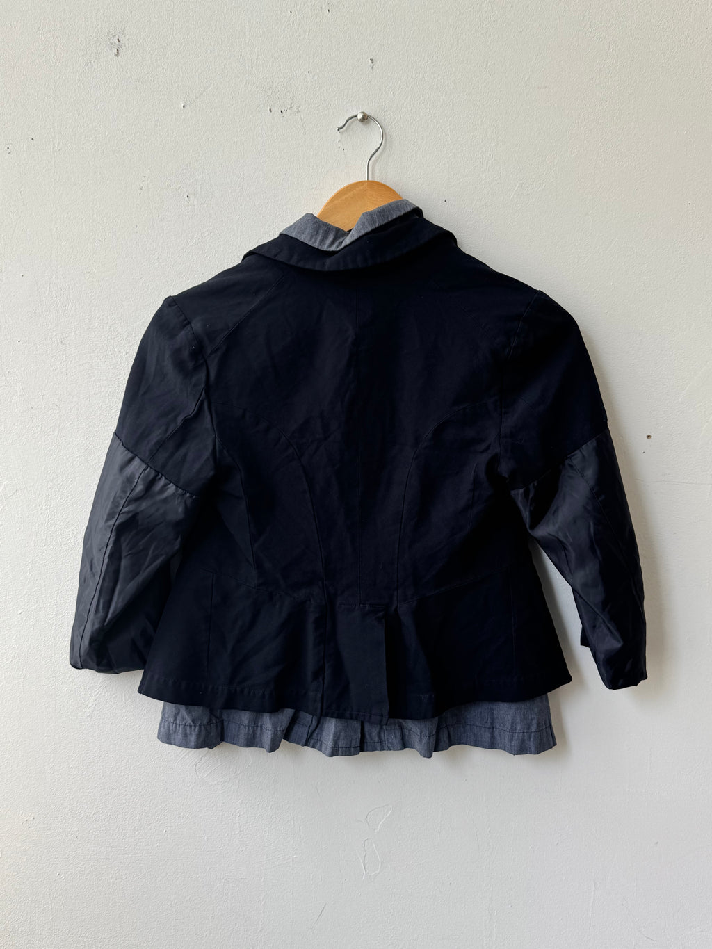 COMME des GARCONS Navy Blue Poly Shrink Layered Blazer